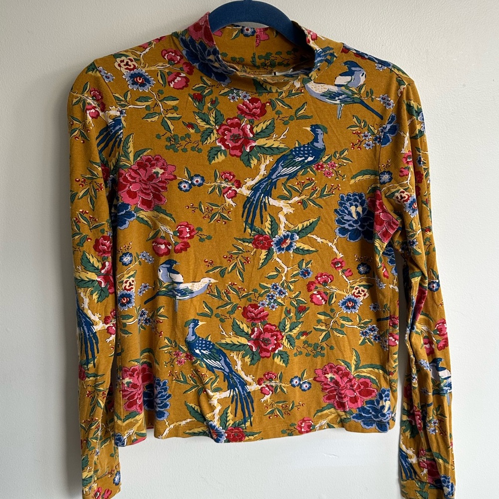 Maeve Anthropologie Minuit Mockneck Peacock Floral Turtleneck size S - Picture 2 of 4